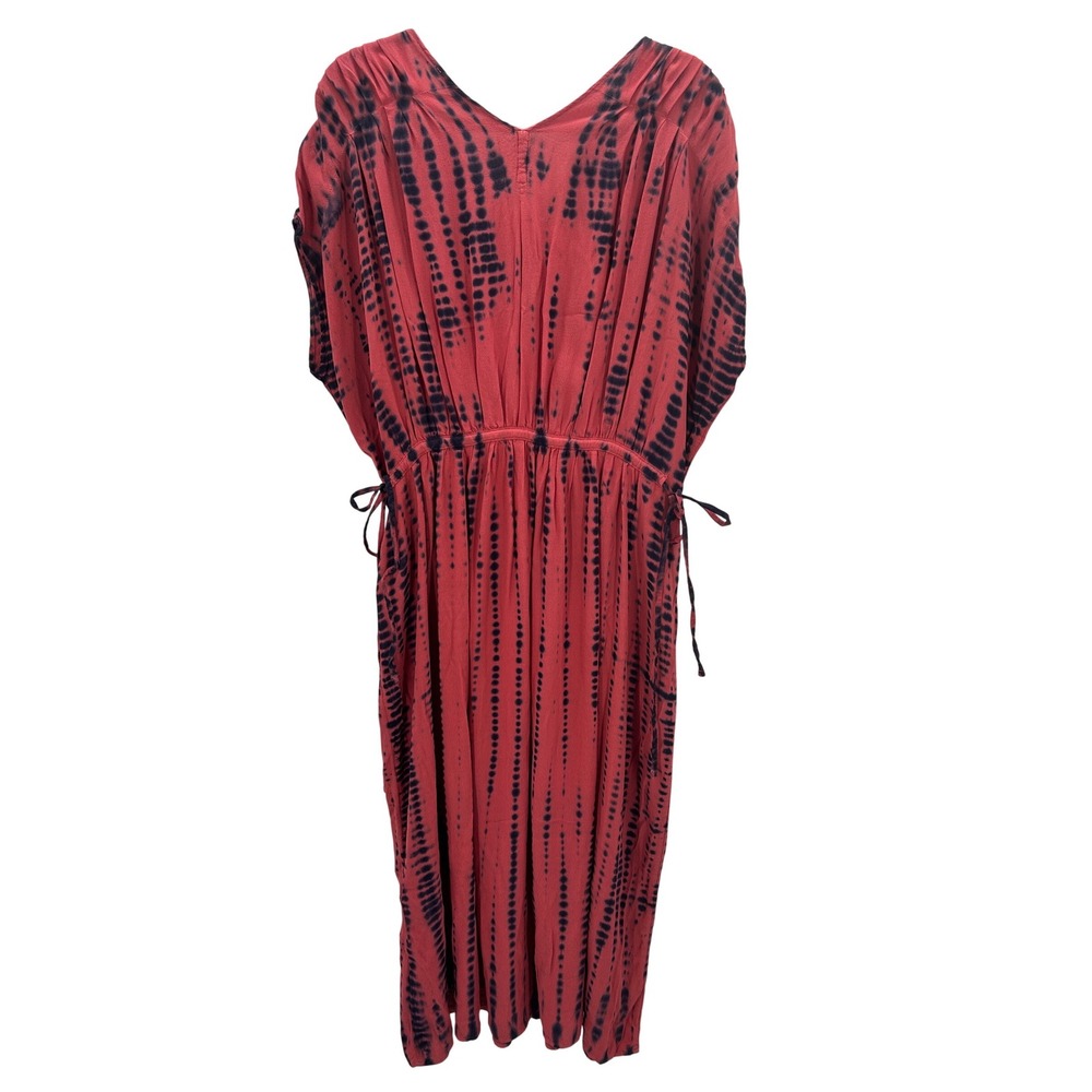 Pure Jill Elements Tie Dye Maxi Dress Kaftan Beach Cover Up Tie Waist Sz Large - Picture 3 of 9